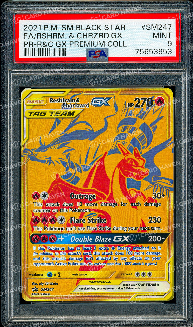 2021 Pokémon Promo - Reshiram & Charizard GX - PSA 9