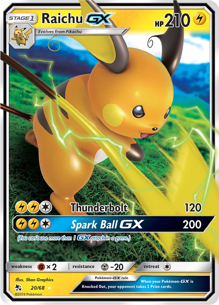 Raichu GX 20/68 - Sun & Moon - Hidden Fates - Card Haven