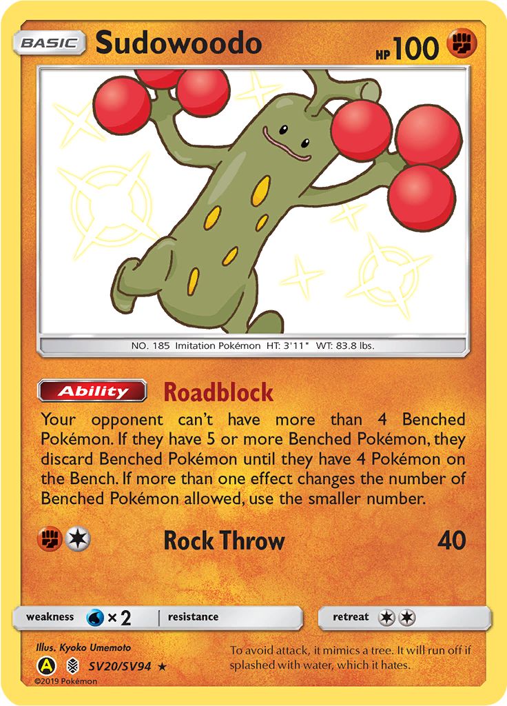 Sudowoodo SV20/SV94 - Sun & Moon - Hidden Fates - Card Haven