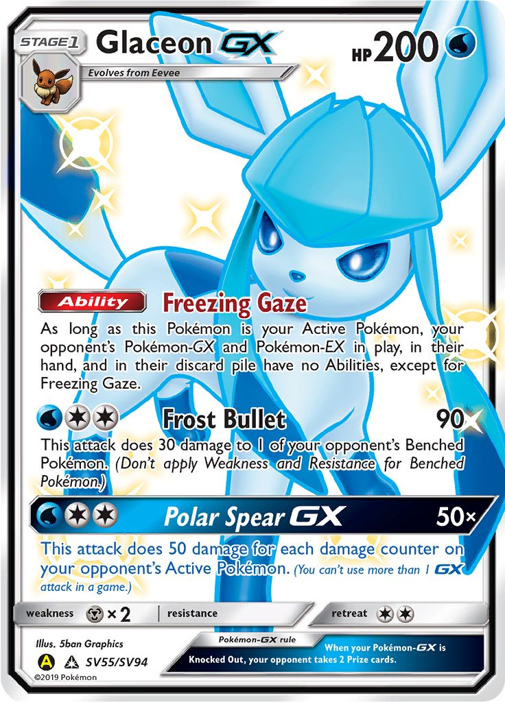 Glaceon GX SV55/SV94 - Sun & Moon - Hidden Fates - Card Haven