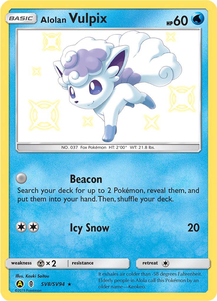 Alolan Vulpix SV8/SV94 - Sun & Moon - Hidden Fates - Card Haven