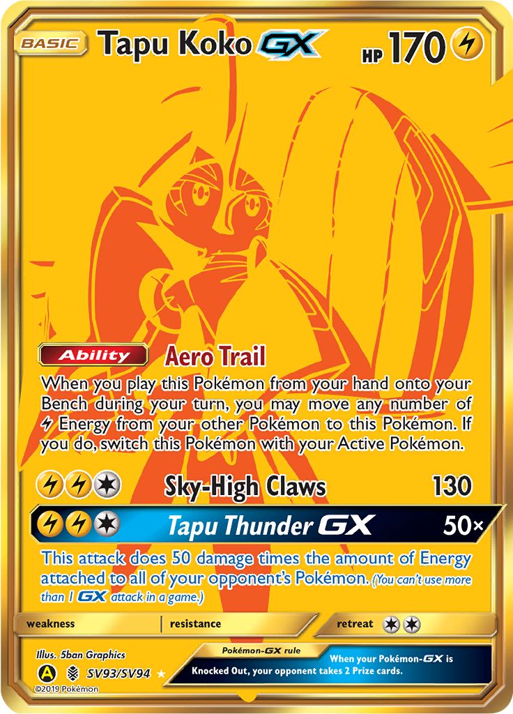 Tapu Koko GX SV93/SV94 - Sun & Moon - Hidden Fates - Card Haven